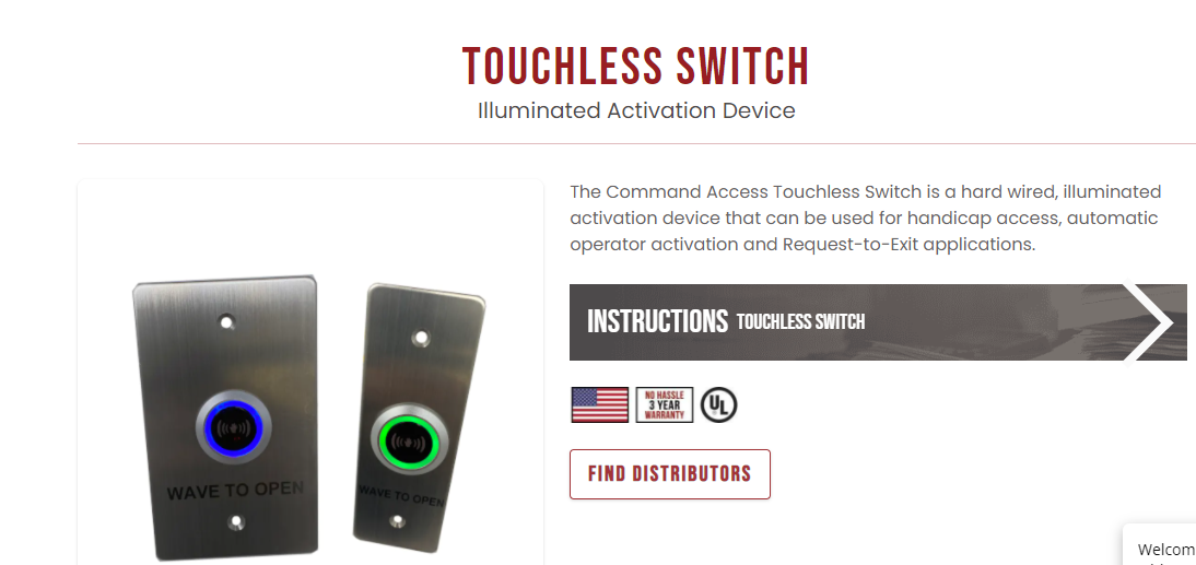 Command Access Touchless Switch Illuminated Activation Device