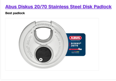 Abus Diskus 20 70 Stainless Steel Disk Padlock